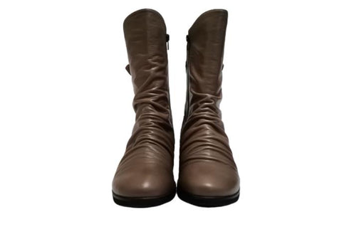 【…AShiOtO A91430 グレージュ】ミドル丈サイドジップ本革ブーツ