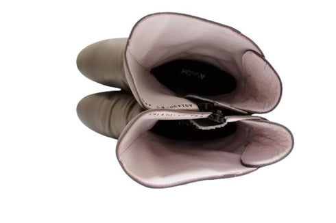 【…AShiOtO A91430 グレー】ミドル丈サイドジップ本革ブーツ