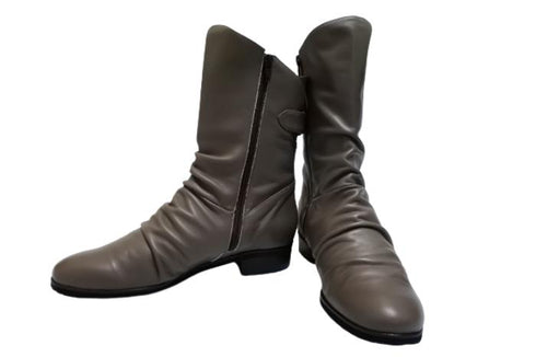 【…AShiOtO A91430 グレー】ミドル丈サイドジップ本革ブーツ