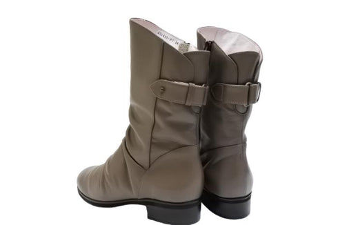 【…AShiOtO A91430 グレー】ミドル丈サイドジップ本革ブーツ