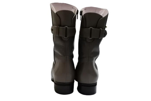 【…AShiOtO A91430 グレー】ミドル丈サイドジップ本革ブーツ