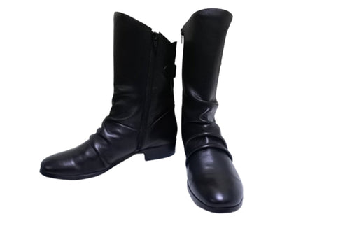 【…AShiOtO A92430 ブラック】ミドル丈サイドジップ本革ブーツ