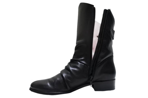 【…AShiOtO A92430 ブラック】ミドル丈サイドジップ本革ブーツ