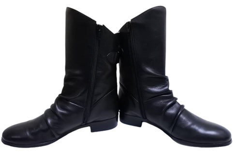 【…AShiOtO A92430 ブラック】ミドル丈サイドジップ本革ブーツ