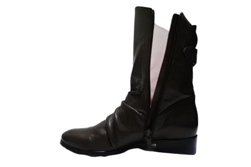 【…AShiOtO A92430 ダークブラウン】ミドル丈サイドジップ本革ブーツ