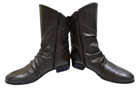 【…AShiOtO A92430 ダークブラウン】ミドル丈サイドジップ本革ブーツ