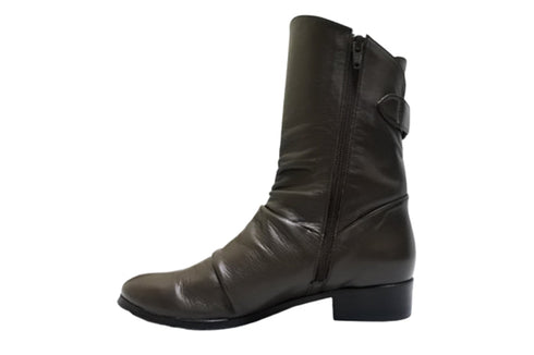 【…AShiOtO A92430 ダークブラウン】ミドル丈サイドジップ本革ブーツ