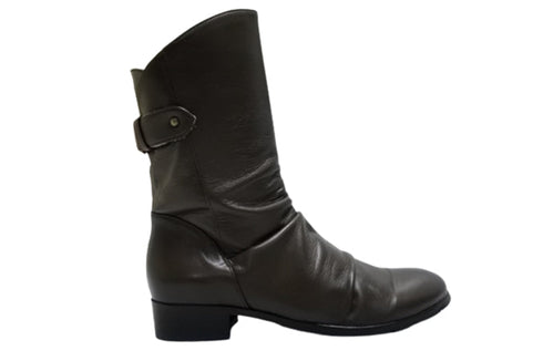 【…AShiOtO A92430 ダークブラウン】ミドル丈サイドジップ本革ブーツ