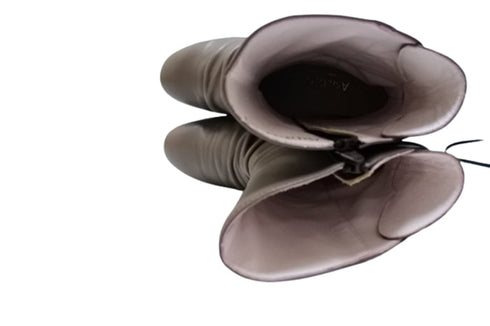 【…AShiOtO A92430 グレー】ミドル丈サイドジップ本革ブーツ