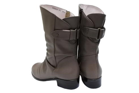 【…AShiOtO A92430 グレー】ミドル丈サイドジップ本革ブーツ