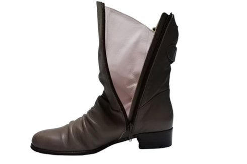 【…AShiOtO A92430 グレー】ミドル丈サイドジップ本革ブーツ