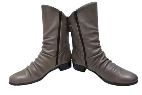 【…AShiOtO A92430 グレー】ミドル丈サイドジップ本革ブーツ