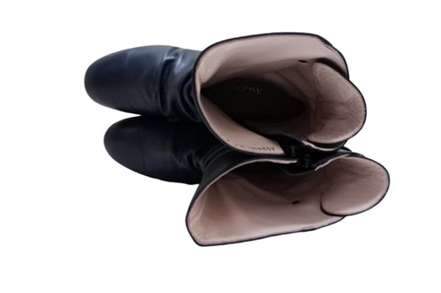 【…AShiOtO A92430 ネイビー】ミドル丈サイドジップ本革ブーツ