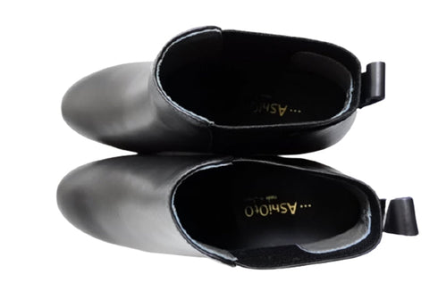 【…AShiOtO A92730 ブラック】ミドル丈サイドゴア本革ブーツ