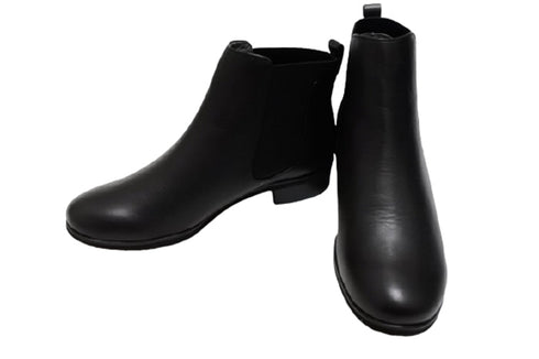 【…AShiOtO A92730 ブラック】ミドル丈サイドゴア本革ブーツ