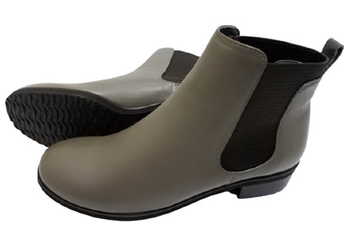 【…AShiOtO A92730 グレー】ミドル丈サイドゴア本革ブーツ