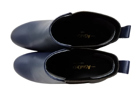 【…AShiOtO A92730 ネイビー】ミドル丈サイドゴア本革ブーツ