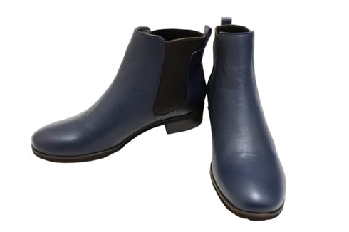 【…AShiOtO A92730 ネイビー】ミドル丈サイドゴア本革ブーツ