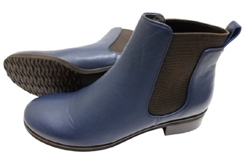 【…AShiOtO A92730 ネイビー】ミドル丈サイドゴア本革ブーツ