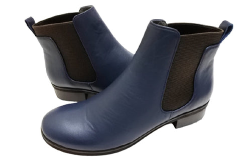 【…AShiOtO A92730 ネイビー】ミドル丈サイドゴア本革ブーツ