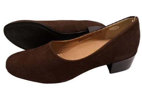 【…AShiOtO AP1135 ダークブラウンヌバック】超軽量 国産レザーパンプス