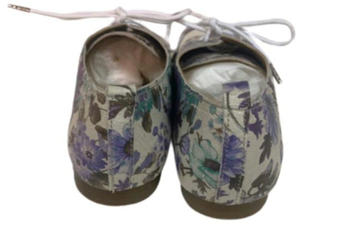 【かぼちゃの馬車 CA-15FL ブルー】フラワー柄の靴紐シューズ
