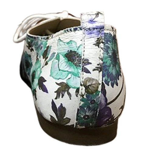 【かぼちゃの馬車 CA-15FL フラワーブルー】フラワー柄の靴紐シューズ