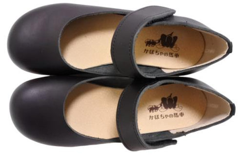 【かぼちゃの馬車 CA-4 ブラック】柔らか本革レザーストラップシューズ