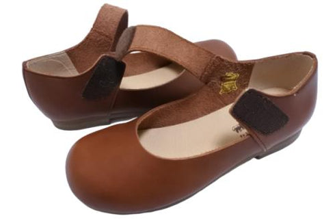 【かぼちゃの馬車 CA-4 ブラウン】柔らか本革レザーストラップシューズ