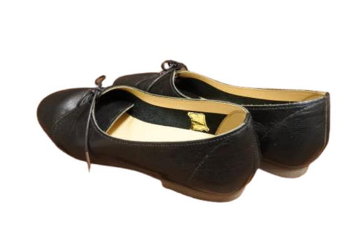 【かぼちゃの馬車 CA-53 ブラック】大人かわいい本革カジュアルフラットシューズ