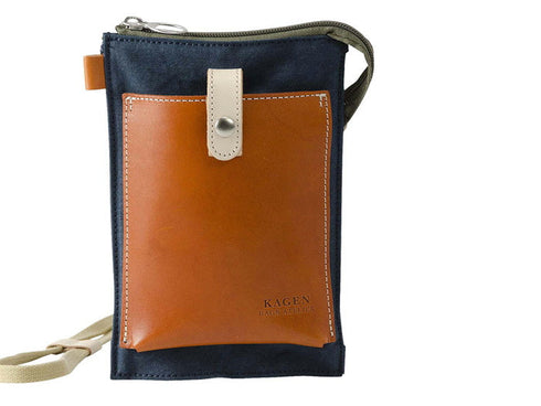 【豊岡鞄 エンドー鞄 EN1150 ネイビー】嘉玄 懐-KAI- サコッシュ縦