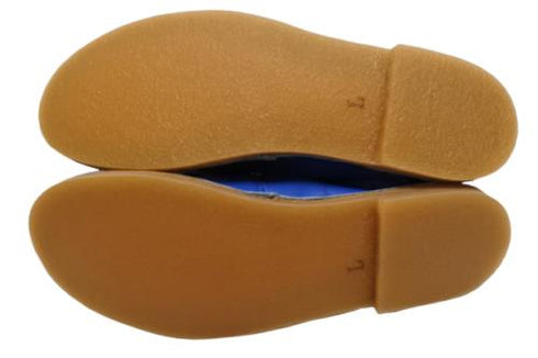 【モモ MO-2 ブルー】ぺたんこ柔らか本革シューズ