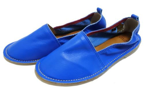 【モモ MO-2 ブルー】ぺたんこ柔らか本革シューズ