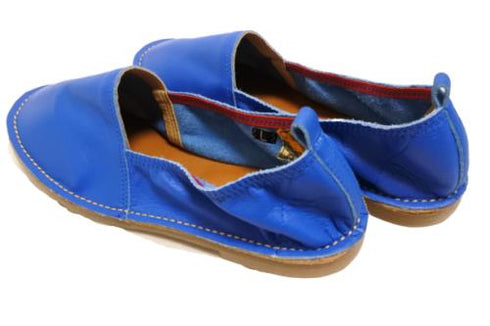 【モモ MO-2 ブルー】ぺたんこ柔らか本革シューズ