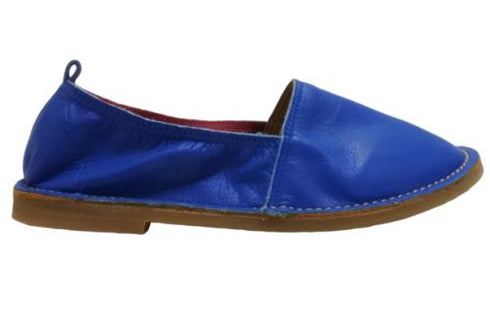 【モモ MO-2 ブルー】ぺたんこ柔らか本革シューズ