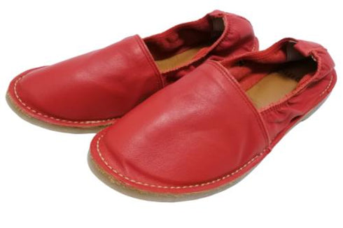 【モモ MO-2 レッド】ぺたんこ柔らか本革シューズ