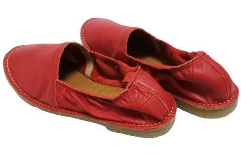 【モモ MO-2 レッド】ぺたんこ柔らか本革シューズ