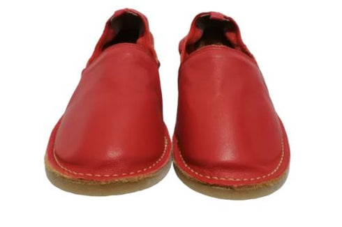 【モモ MO-2 レッド】ぺたんこ柔らか本革シューズ