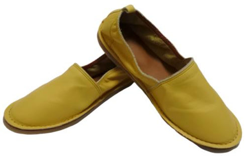 【モモ MO-2 イエロー】ぺたんこ柔らか本革シューズ