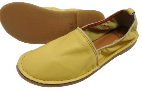 【モモ MO-2 イエロー】ぺたんこ柔らか本革シューズ