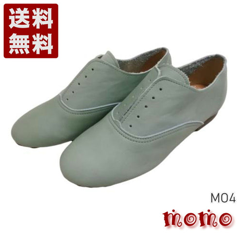 【momo MO-4 ブルー】スニーカー風靴紐なし柔らか本革スリッポンシューズ