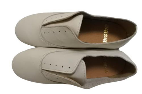 【momo MO-4 ホワイト】スニーカー風靴紐なし柔らか本革スリッポンシューズ