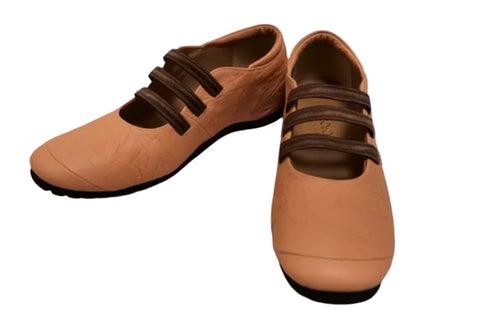 【…AShiOtO N1540 ライトオレンジ】本革超軽量ゴムストラップシューズ