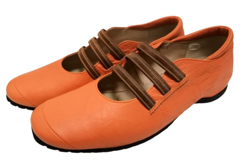 【…AShiOtO N1540 オレンジ】本革超軽量ゴムストラップシューズ