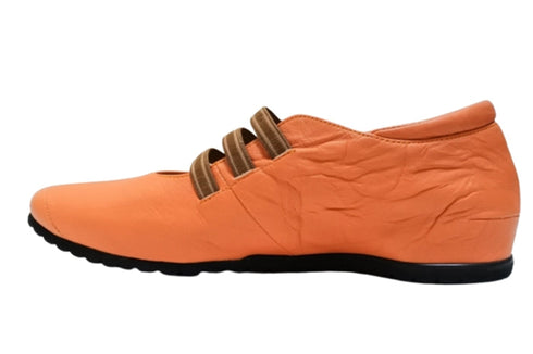 【…AShiOtO N1540 オレンジ】本革超軽量ゴムストラップシューズ