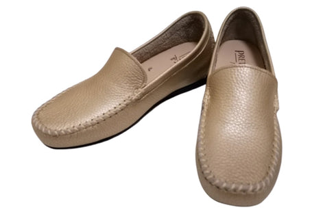 【PRETA flex P1101 シャンパンゴールド】本革レザープレーンモカシンシューズ