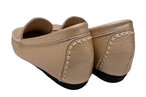【PRETA flex P1101 シャンパンゴールド】本革レザープレーンモカシンシューズ