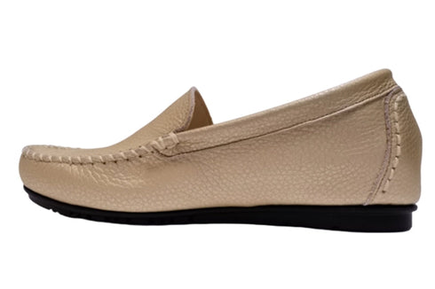 【PRETA flex P1101 シャンパンゴールド】本革レザープレーンモカシンシューズ