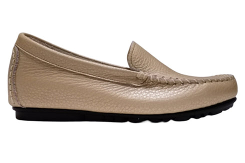 【PRETA flex P1101 シャンパンゴールド】本革レザープレーンモカシンシューズ