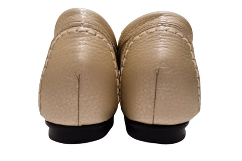 【PRETA flex P1101 シャンパンゴールド】本革レザープレーンモカシンシューズ